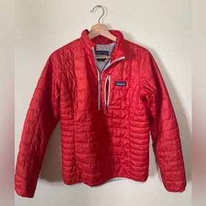 Patagonia Women’s Nano puff pullover half zip Red Size S great condition